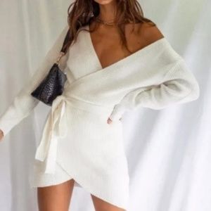 Princess Polly Knit Wrap Sweater Dress